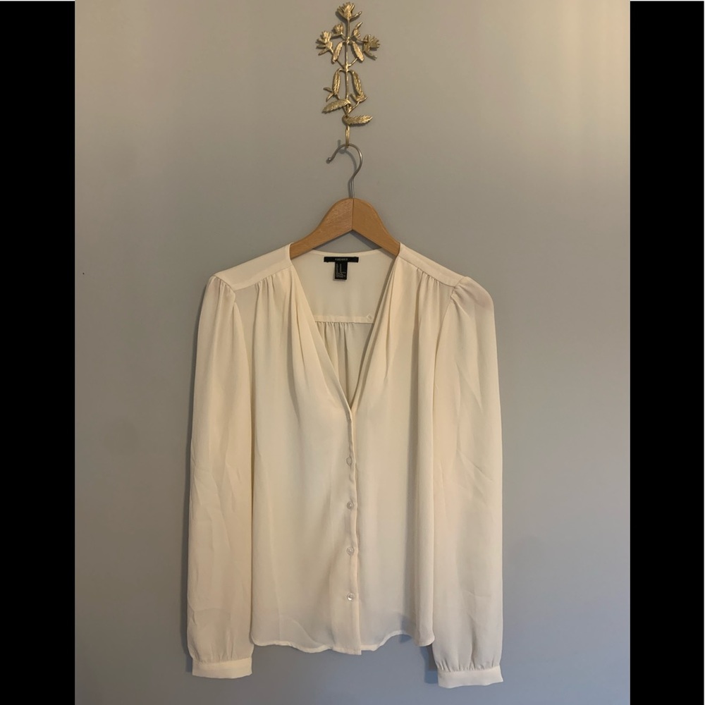 Forever 21 Sheer Blouse in Cream